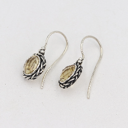 Citrine Earrings, Sterling Silver Earrings, Round Earrings, Ear Wire Earrings, November Birthstone, Vintage Earrings for Women