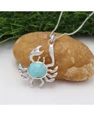 Arizona Turquoise Crab Pendant - 925 Sterling Silver Handmade Jewelry