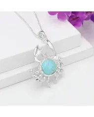 Arizona Turquoise Crab Pendant - 925 Sterling Silver Handmade Jewelry