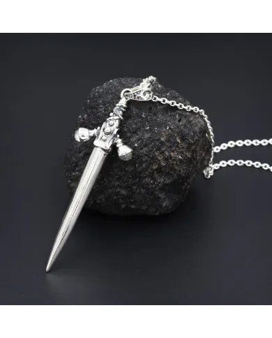 Natural Rainbow Moonstone Sword Pendant - 925 Sterling Silver Jewelry