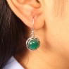 Green Onyx Earrings, Sterling Silver Earrings, Round Earrings, Vintage Earrings, May Birthstone, Dangle Earrings, Green Earrings