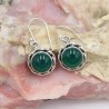 Green Onyx Earrings, Sterling Silver Earrings, Round Earrings, Vintage Earrings, May Birthstone, Dangle Earrings, Green Earrings