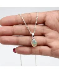 Natural Ethiopian Opal Pendant - 925 Sterling Silver Handmade Jewelry