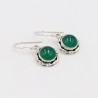 Green Onyx Earrings, Sterling Silver Earrings, Round Earrings, Vintage Earrings, May Birthstone, Dangle Earrings, Green Earrings