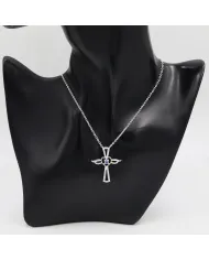 925 Silver Tanzanite & Swarovski Crystal Angel Wings Cross Pendant