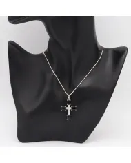 925 Silver Black Onyx & Swarovski Crystal Cross Pendant Necklace