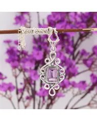Natural Amethyst Pendant - 925 Sterling Silver Handmade Boho Jewelry