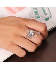 Lotus Moonstone Ring - 925 Sterling Silver Ring Engagement Ring Promise Ring Statement Ring June Birthstone Women's Ring
