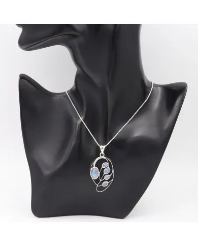 Moonstone Pendant - Sterling Silver Necklace Handcrafted Pendant Statement Pendant with Chain Charm Pendant Unique Pendant