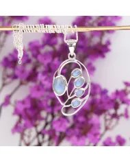 Rainbow Moonstone Pendant - 925 Sterling Silver Gemstone Jewelry