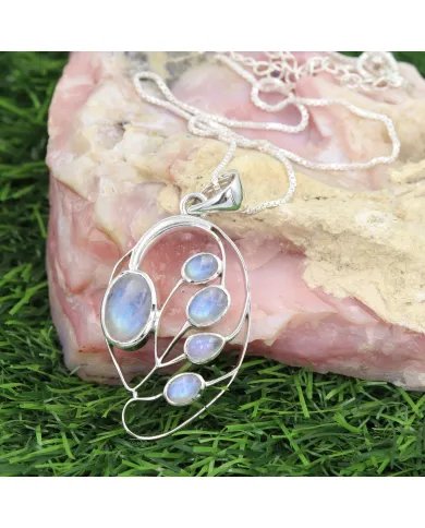 Moonstone Pendant - Sterling Silver Necklace Handcrafted Pendant Statement Pendant with Chain Charm Pendant Unique Pendant