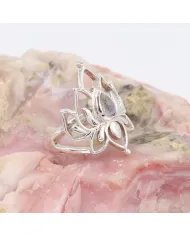 Lotus Moonstone Ring - 925 Sterling Silver Ring Engagement Ring Promise Ring Statement Ring June Birthstone Women's Ring