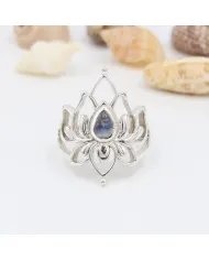 Lotus Moonstone Ring - 925 Sterling Silver Ring Engagement Ring Promise Ring Statement Ring June Birthstone Women's Ring
