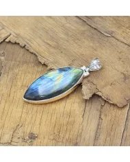 Labradorite Pendant - Sterling Silver Pendant Handmade Necklace Healing Charm Pendant with Chain Unisex Pendant
