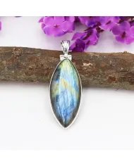 Labradorite Pendant - Sterling Silver Pendant Handmade Necklace Healing Charm Pendant with Chain Unisex Pendant