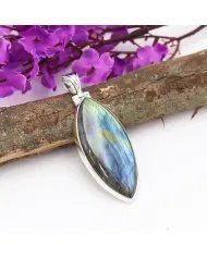 Labradorite Pendant - Sterling Silver Pendant Handmade Necklace Healing Charm Pendant with Chain Unisex Pendant