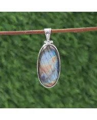 Labradorite Pendant - Sterling Silver Pendant Handmade Necklace Healing Charm Pendant with Chain Unisex Pendant