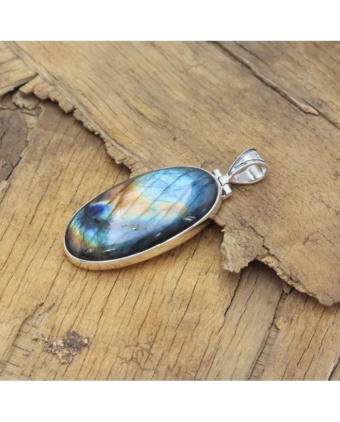 Labradorite Pendant - Sterling Silver Pendant Handmade Necklace Healing Charm Pendant with Chain Unisex Pendant