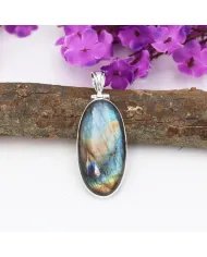 Labradorite Pendant - Sterling Silver Pendant Handmade Necklace Healing Charm Pendant with Chain Unisex Pendant