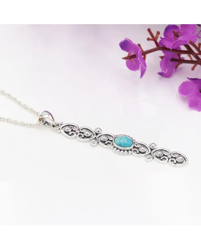 Arizona Turquoise Pendant - Sterling Silver Pendant Handmade Statement Necklace Vintage Style Pendant Unique Pendant for Women