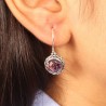 Amethyst Earrings, Sterling Silver Earrings, Round Earrings, Ear Wire Earrings, February Birthstone, Vintage Earrings for Women