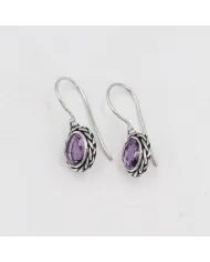 Amethyst Earrings, Sterling Silver Earrings, Round Earrings, Ear Wire Earrings, February Birthstone, Vintage Earrings for Women
