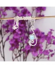 Natural Larimar Stone Pendant – Sterling Silver Ocean Wave Design Necklace