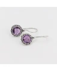 Amethyst Earrings, Sterling Silver Earrings, Round Earrings, Ear Wire Earrings, February Birthstone, Vintage Earrings for Women