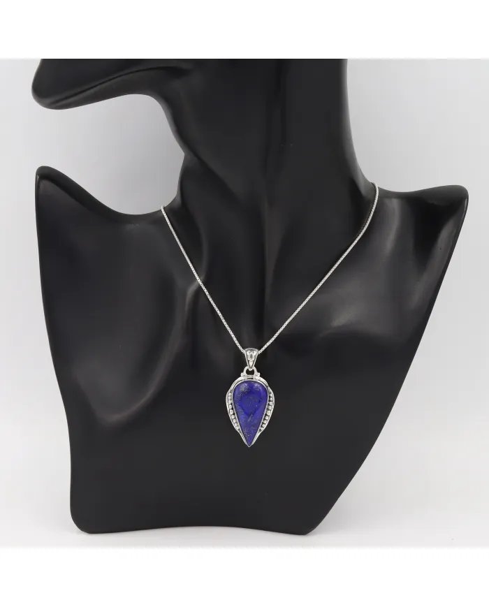 Lapis Lazuli Pendant - Sterling Silver Pendant Handcrafted Solitaire Pendant Statement Teardrop Pendant