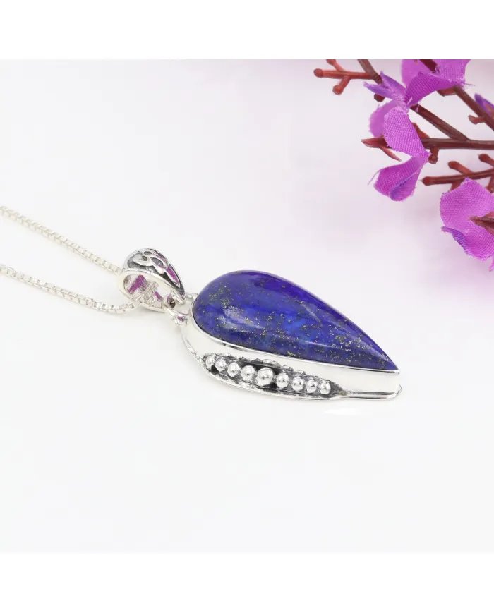 Lapis Lazuli Pendant - Sterling Silver Pendant Handcrafted Solitaire Pendant Statement Teardrop Pendant