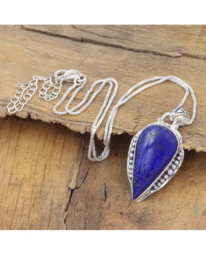 Lapis Lazuli Pendant - Sterling Silver Pendant Handcrafted Solitaire Pendant Statement Teardrop Pendant