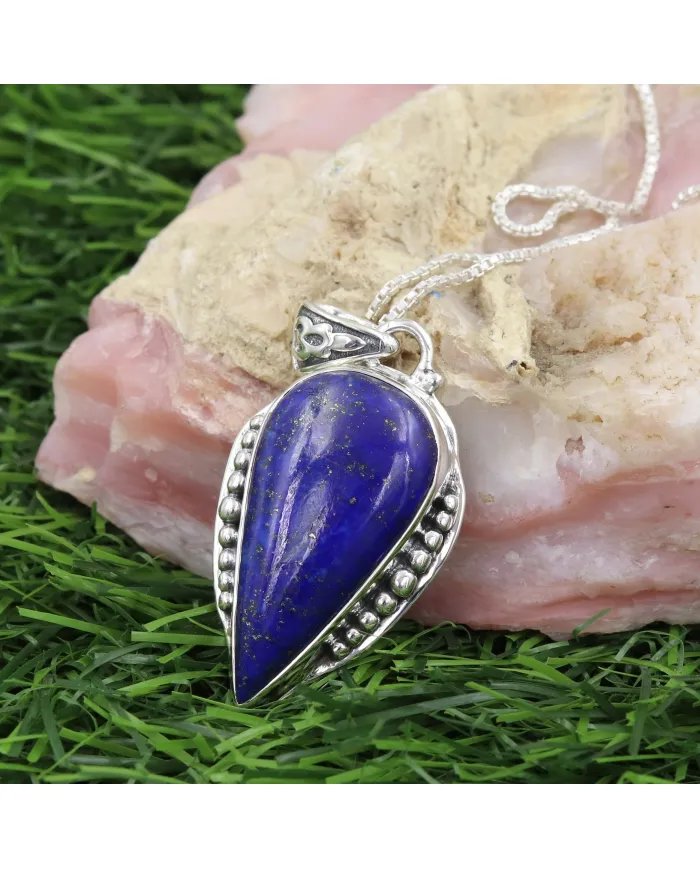 Lapis Lazuli Pendant - Sterling Silver Pendant Handcrafted Solitaire Pendant Statement Teardrop Pendant