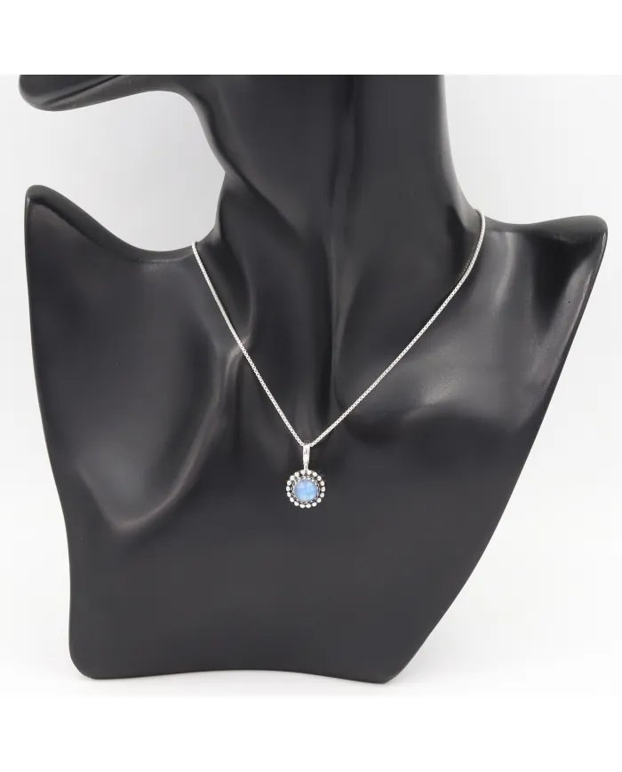 Rainbow Moonstone Pendant - Sterling Silver Pendant Handmade Necklace June Birthstone Pendant Unique Gemstone Jewelry for Women