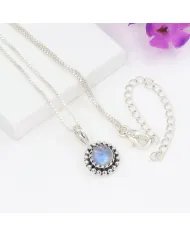 Rainbow Moonstone Pendant - Sterling Silver Pendant Handmade Necklace June Birthstone Pendant Unique Gemstone Jewelry for Women