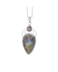 Rainbow Moonstone Pendant - 925 Sterling Silver Handmade Jewelry