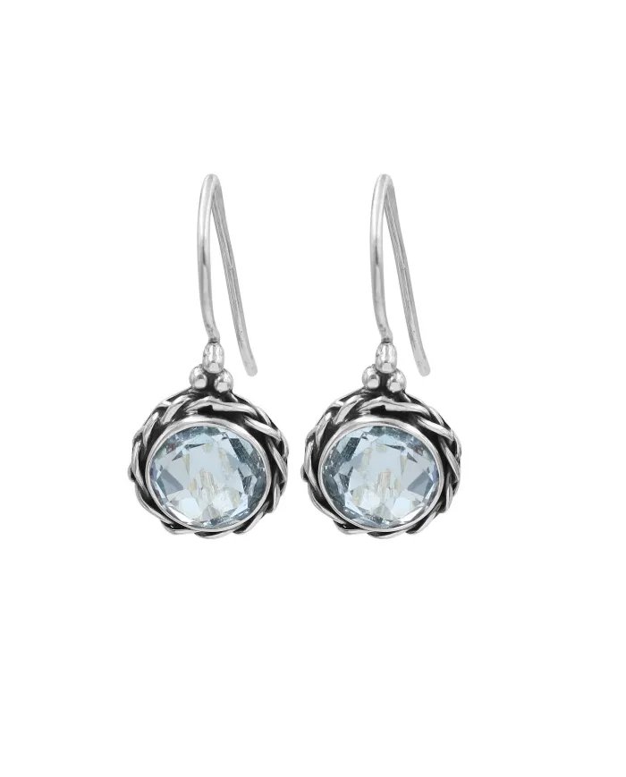 Sky Blue Topaz Earrings - Handmade 925 Sterling Silver Gemstone Jewelry