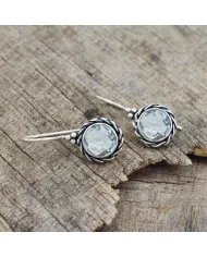 Sky Blue Topaz Earrings, Sterling Silver Earrings, Round Earrings, Ear Wire Earrings, December Birthstone, Girls Vintage Earring