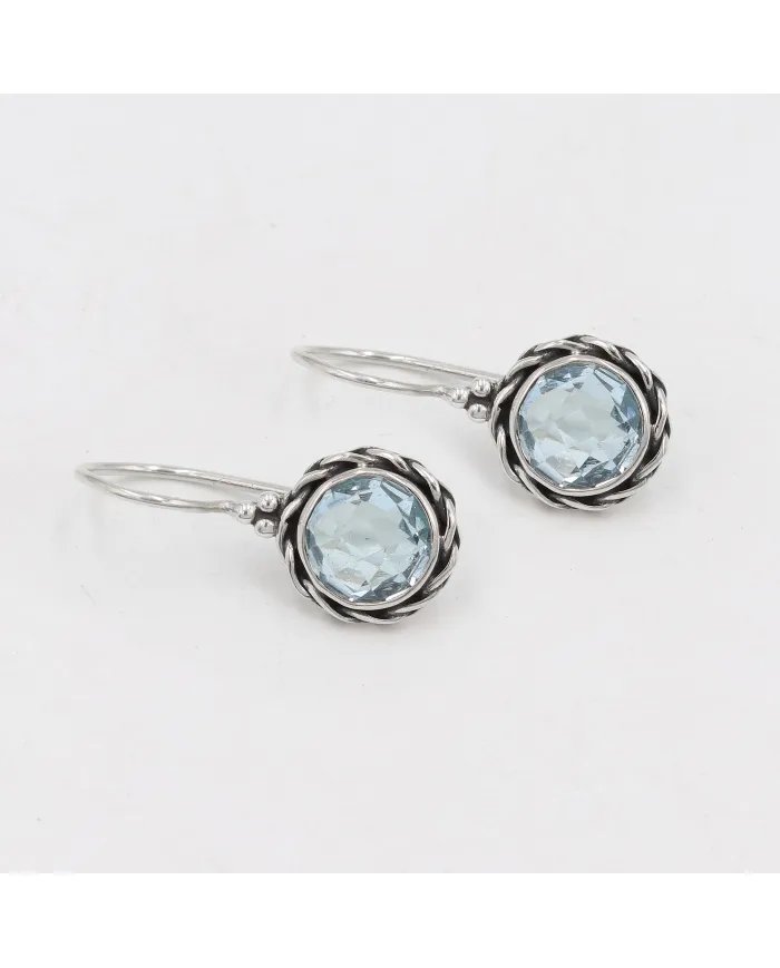 Sky Blue Topaz Earrings - Handmade 925 Sterling Silver Gemstone Jewelry