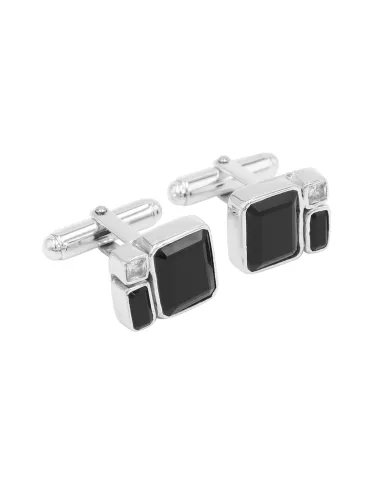 Black Onyx & Swarovski Crystal Cufflinks - 925 Silver Gemstone Jewelry