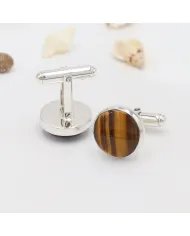 Natural Tiger Eye Cufflinks in Sterling Silver – Luxury Men’s Accessories
