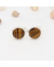 Natural Tiger Eye Cufflinks in Sterling Silver – Luxury Men’s Accessories
