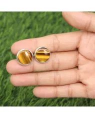 Natural Tiger Eye Cufflinks in Sterling Silver – Luxury Men’s Accessories