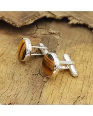 Natural Tiger Eye Cufflinks in Sterling Silver – Luxury Men’s Accessories