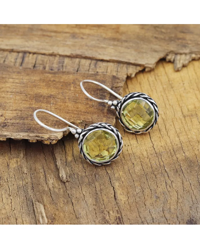 Lemon Quartz Earrings - 925 Sterling Silver Gemstone Jewelry