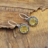 Lemon Quartz Earrings, Round Dangle Earrings, Sterling Silver Earrings, Handmade Earrings, November Birthstone, Vintage Earrings