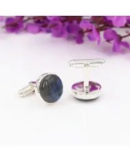 Labradorite Cufflinks – Handmade 925 Sterling Silver Luxury Gift for Him
