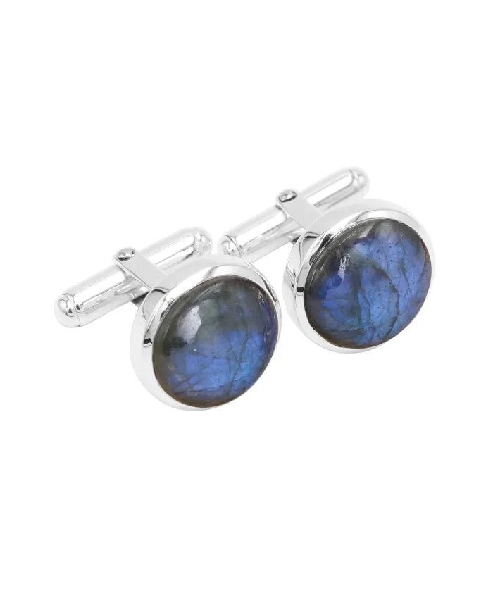 Labradorite Cufflinks – Handmade 925 Sterling Silver Luxury Gift for Him