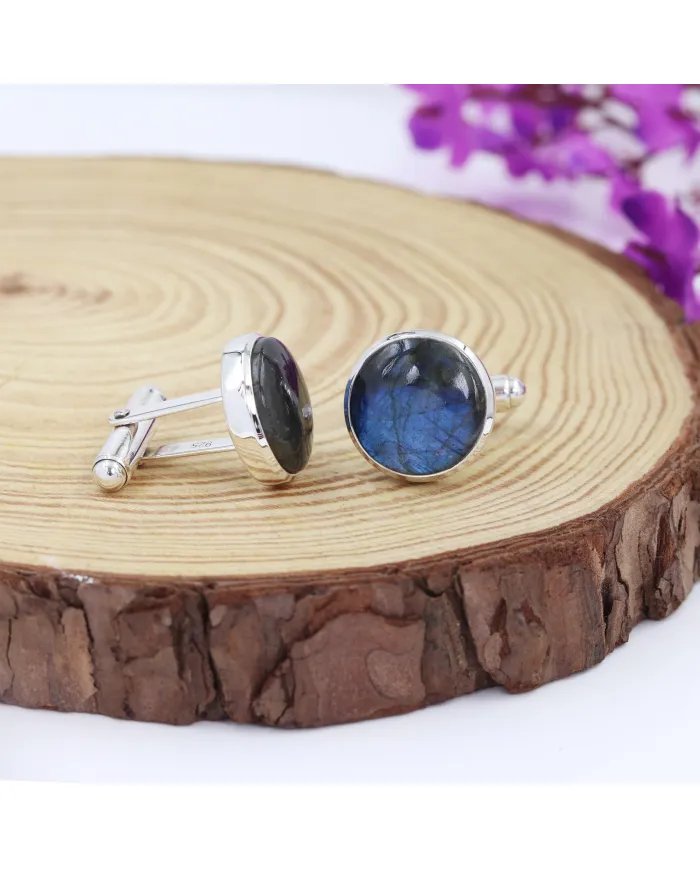 Labradorite Cufflinks – Handmade 925 Sterling Silver Luxury Gift for Him