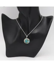 925 Sterling Silver Blue Copper Turquoise Snake Pendant Necklace