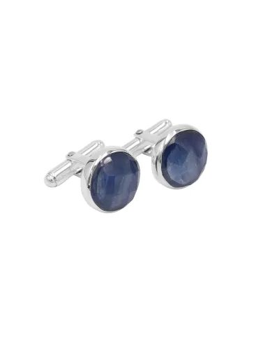 Kyanite Cufflinks - 925 Sterling Silver Handmade Men's Accessories